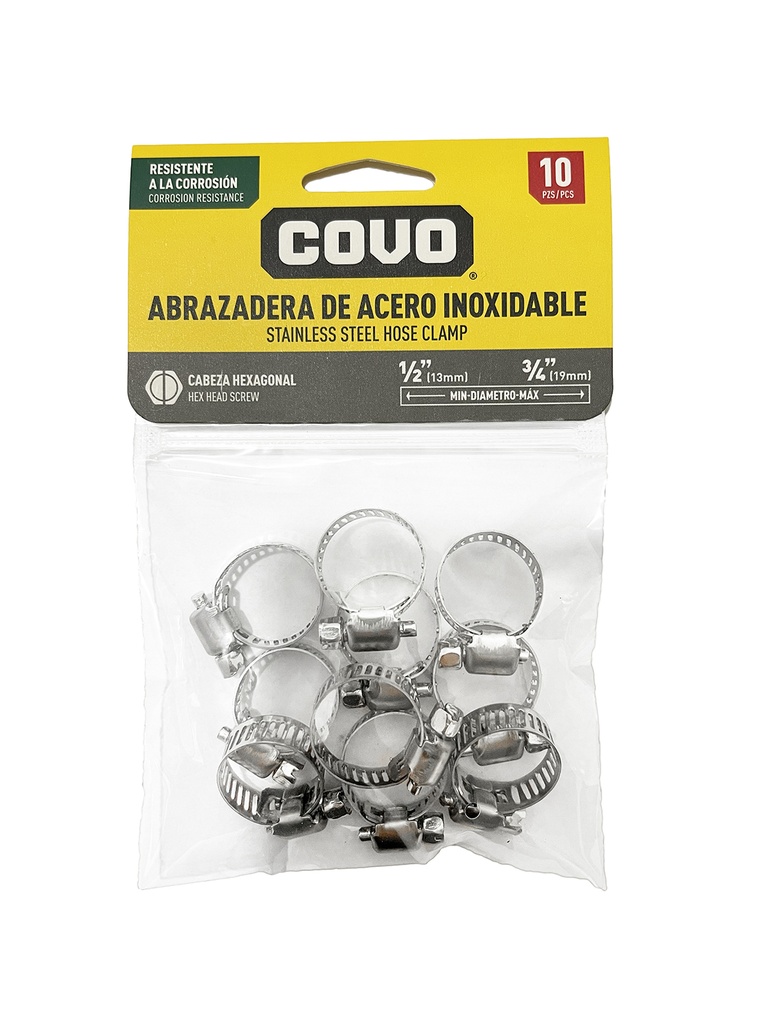 ABRAZADERAS 1/2" - 3/4" x 10 UNID COVO 6-834
