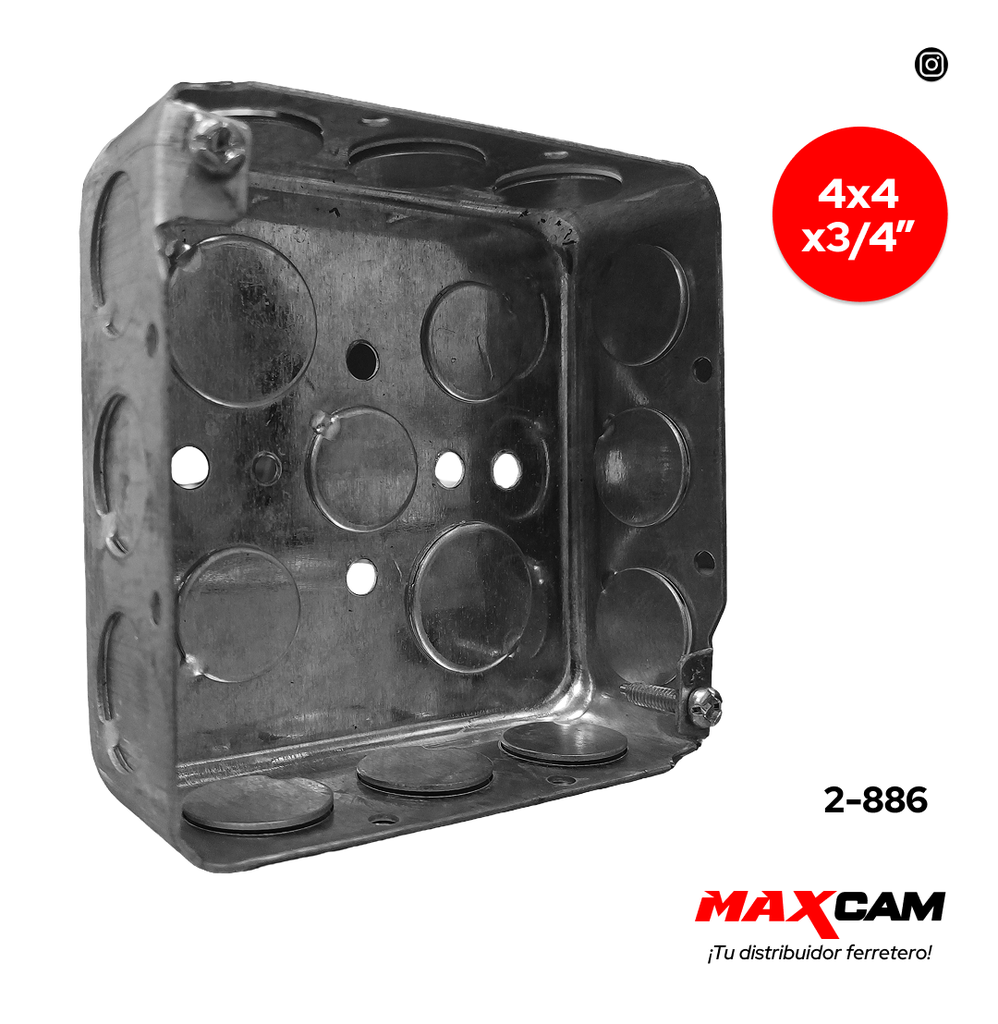 CAJETIN MET CUAD 4 x 4 x 3/4 x UNID DB 2-886