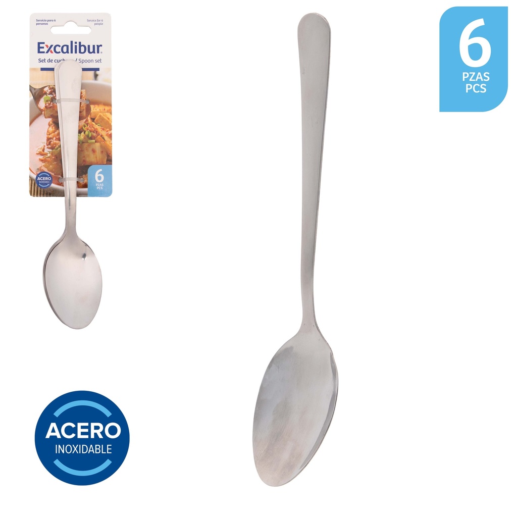 CUCHARA ACERO INOX x 6PCS EXCALIBUR 10-521