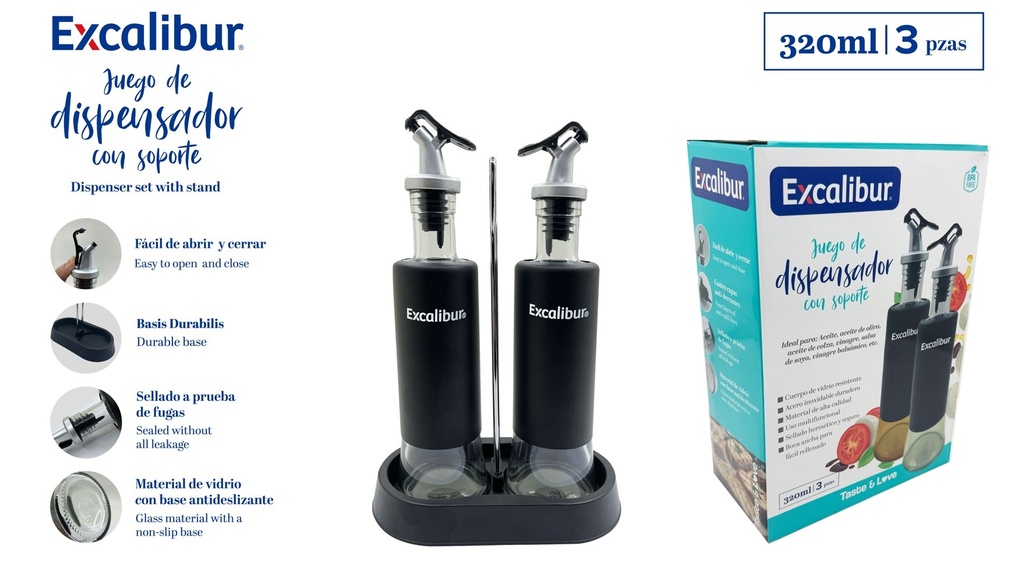 SET DISPENSADOR DE ACEITE 320ML EXCALIBUR 10-586