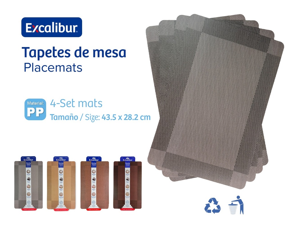 MANTEL O INDIVIDUAL DE MESA 4 PCS EXCALIBUR 10-565