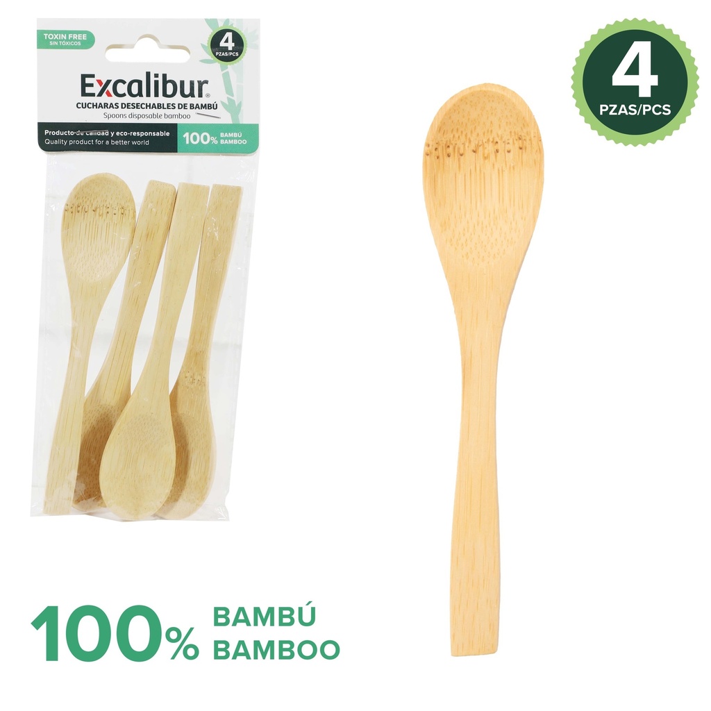 CUCHARAS DE BAMBU x 4 PCS EXCALIBUR 10-592
