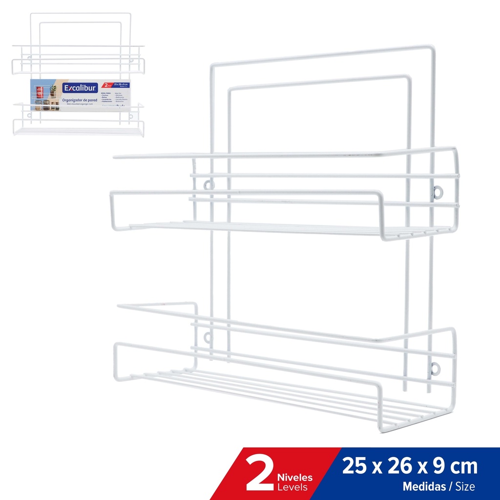 ORGANIZADOR DE METAL DOBLE 25x26x9CM EXCALIBUR 10-543