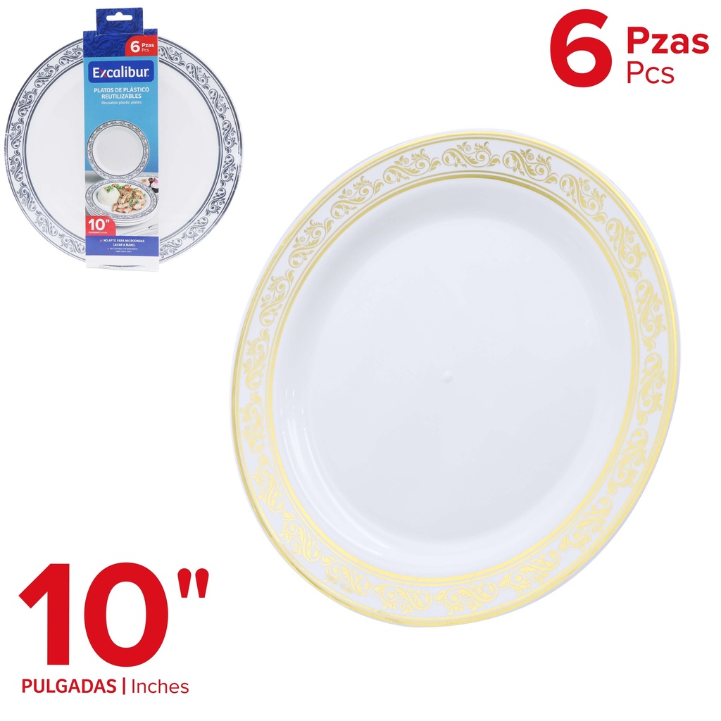PLATO REDONDO PLAST 10" x 6 PCS EXCALIBUR 10-509