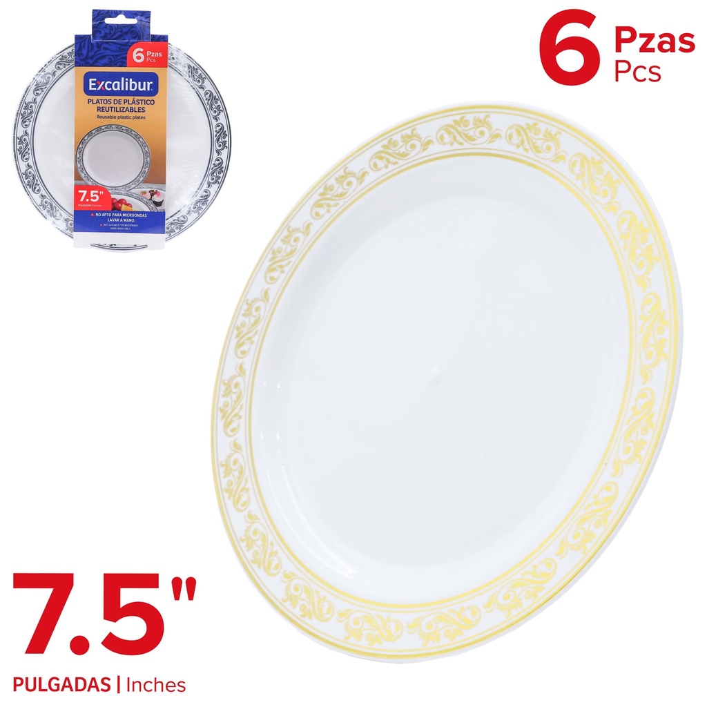 PLATO REDONDO PLAST 7.5" x 6 PCS EXCALIBUR 10-524