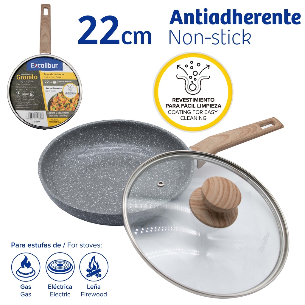 SARTEN CON TAPA 22CM EXCALIBUR 10-497