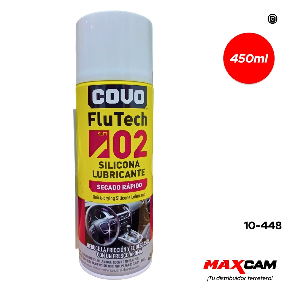 SPRAY SILICONA LUBRICANTE FLU TECH 02 x 450 ML COVO 10-448