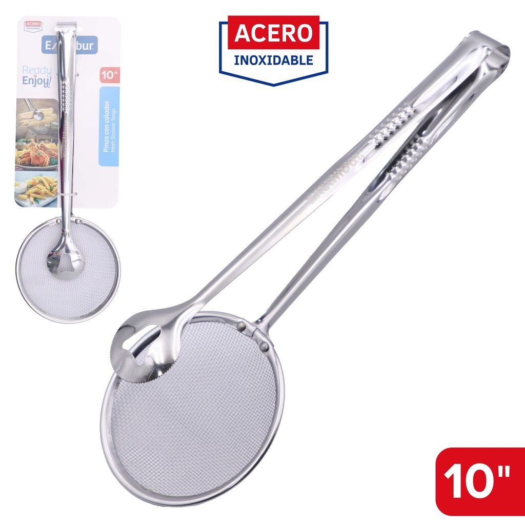 PINZA CON COLADOR EXCALIBUR 10-591