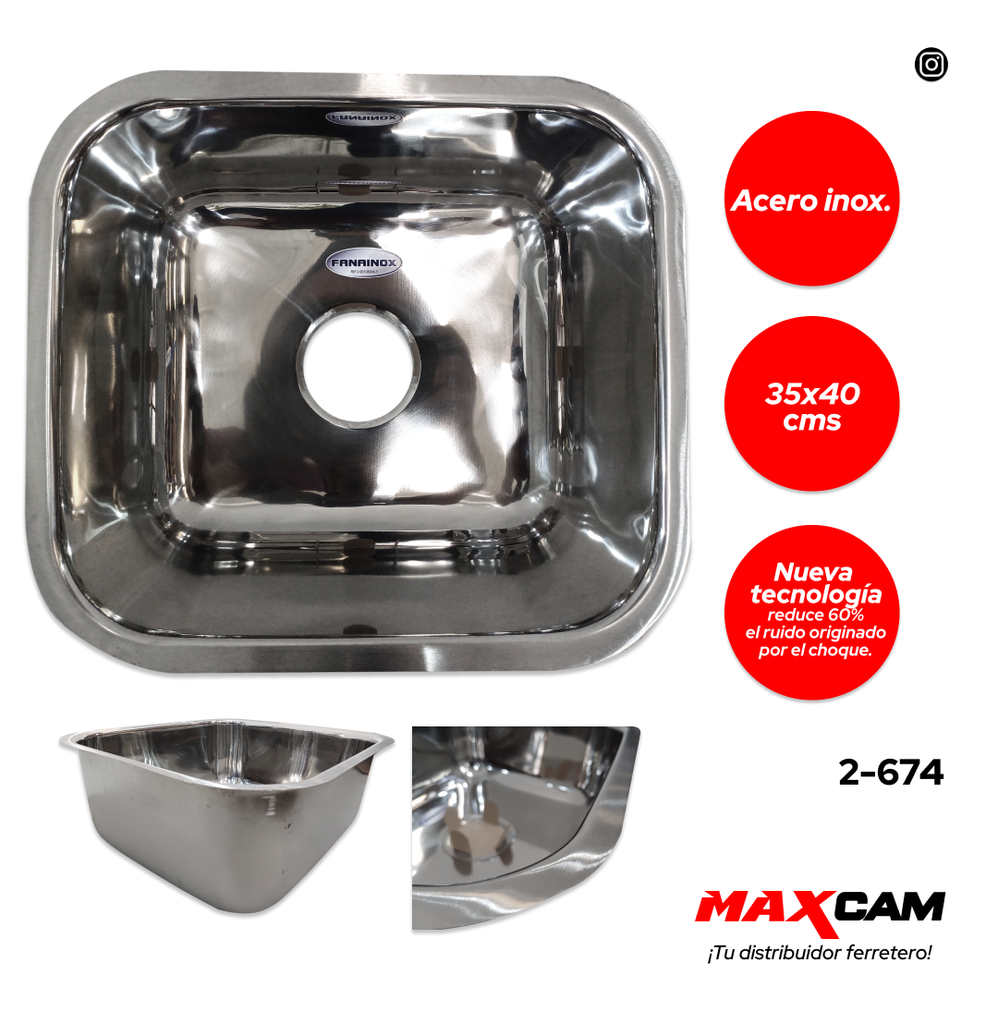 FREGADERO A INOX BAJO TOPE 35X40CM FANAINOX 2-674