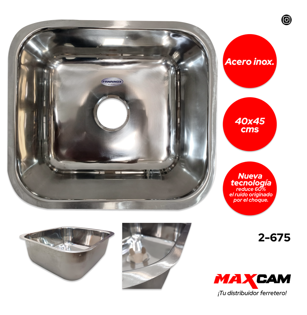 FREGADERO A INOX BAJO TOPE 40X45CM FANAINOX 2-675