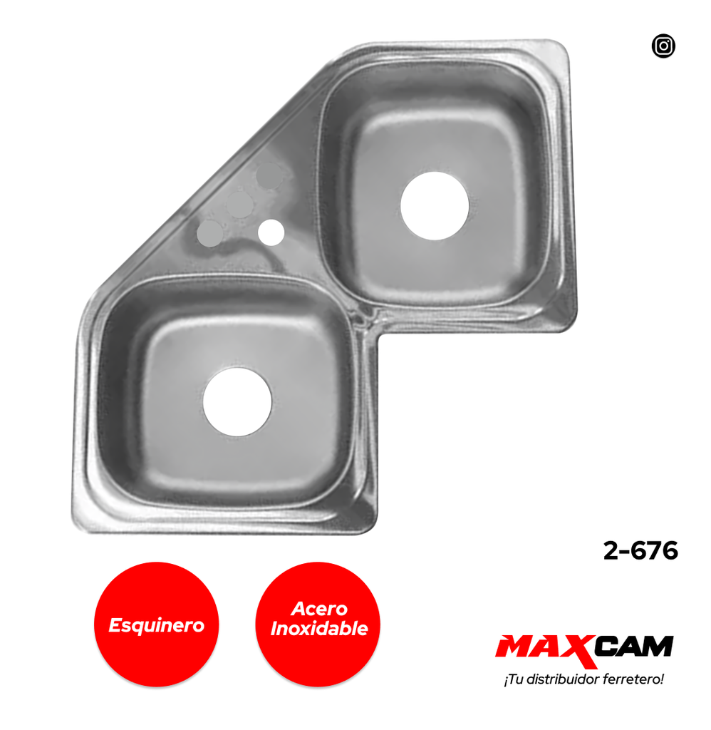 FREGADERO DOBLE A INOX ESQUINERO FANAINOX 2-676