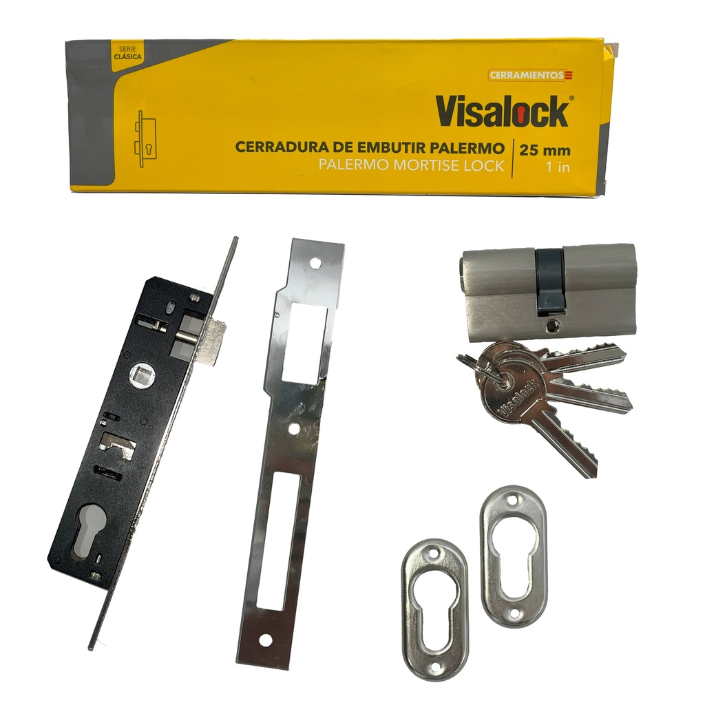 CERRADURA EMBUTIR DE SEGURIDAD 16MM CIL 54MM VISALOCK 2-688