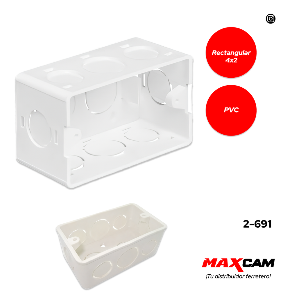 CAJETIN RECTANGULAR COMB PLASTICO 4x2 FITCO 2-691