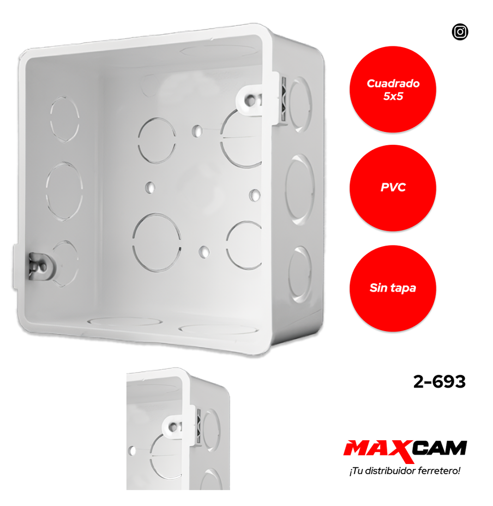 CAJETIN CUAD COMB PLASTICO 5x5 S/TAPA FITCO 2-693