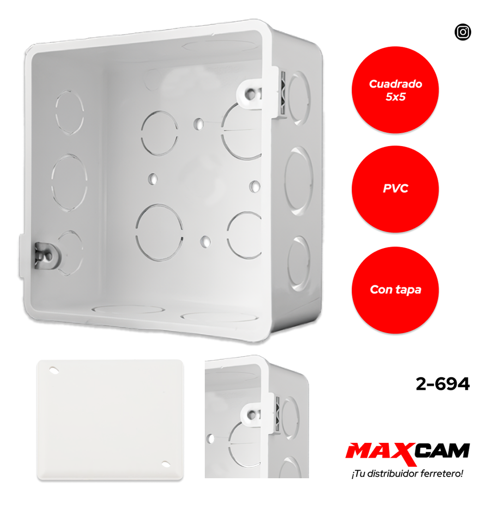 CAJETIN CUAD COMB PLASTICO 5x5 C/TAPA FITCO 2-694