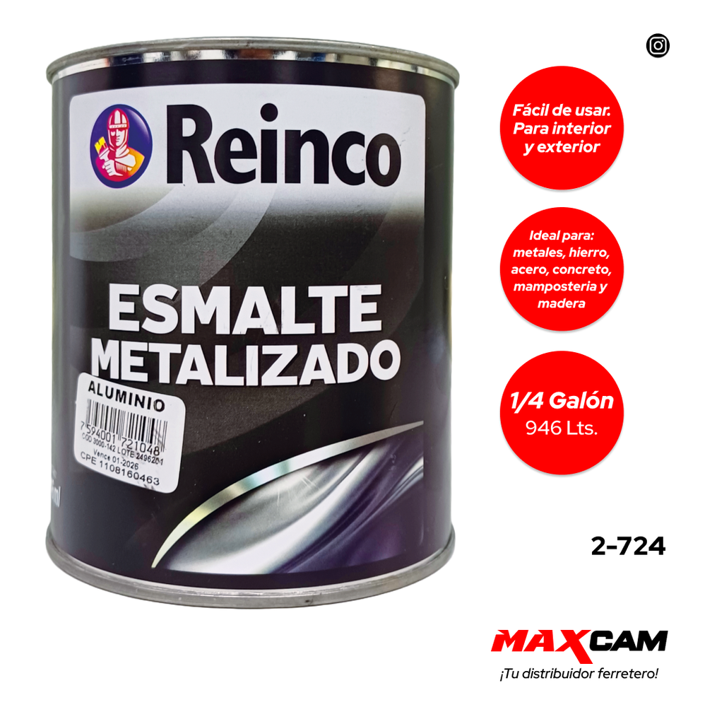 PINTURA ESMALTE ALUMINIO METALIZADO x 1/4 REINCO 2-724