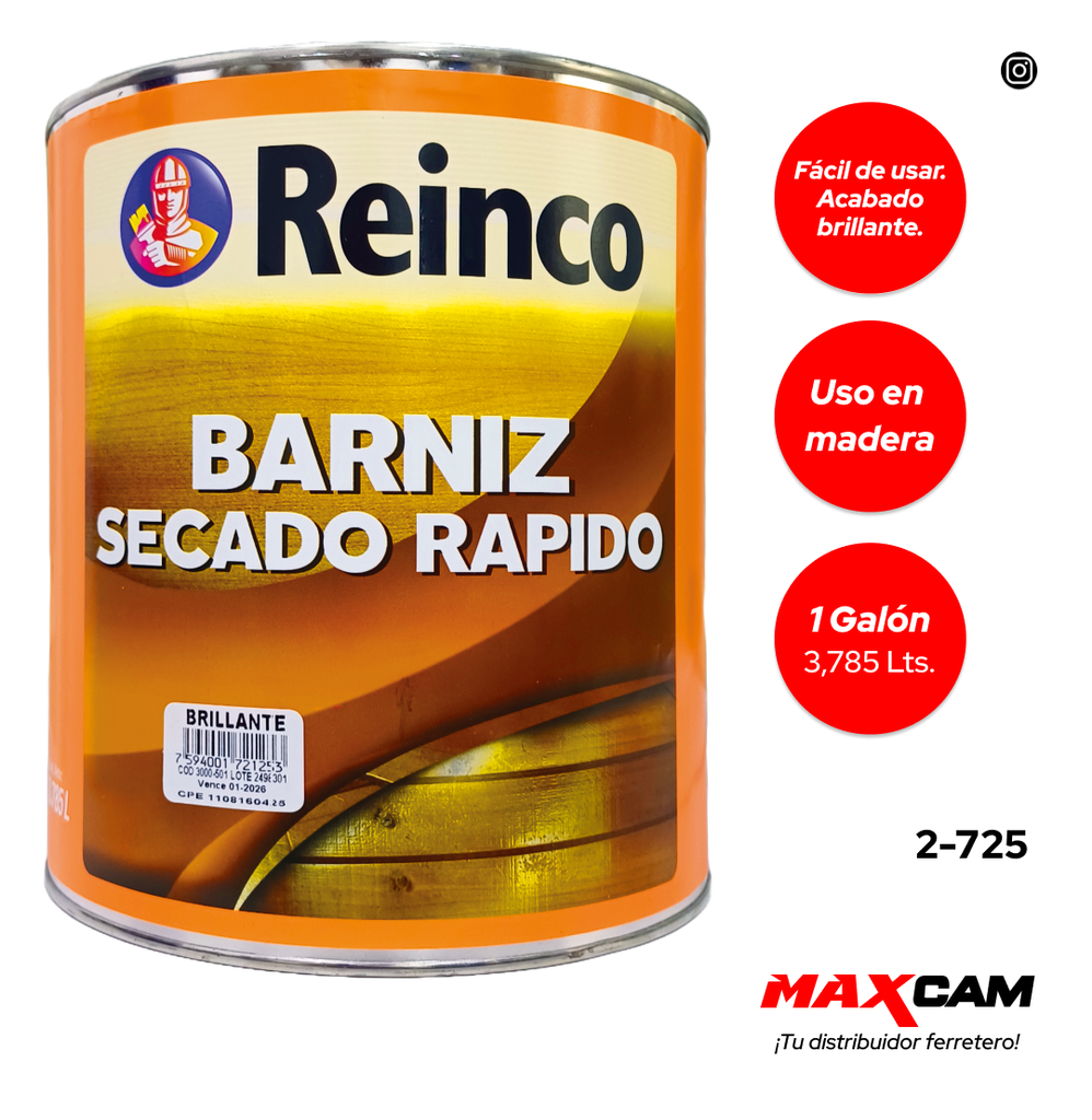 BARNIZ BRILLANTE NATURAL x GALON REINCO 2-725