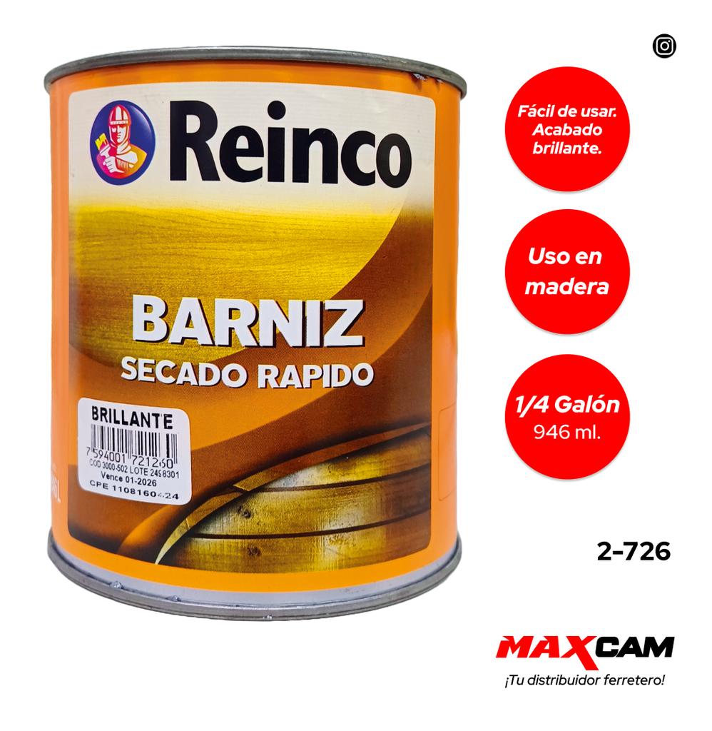 BARNIZ BRILLANTE NATURAL x 1/4 REINCO 2-726