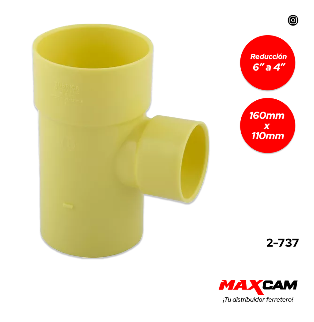 TEE REDUC AN 160MM x 110MM TUBRICA 6" A 4" 2-737