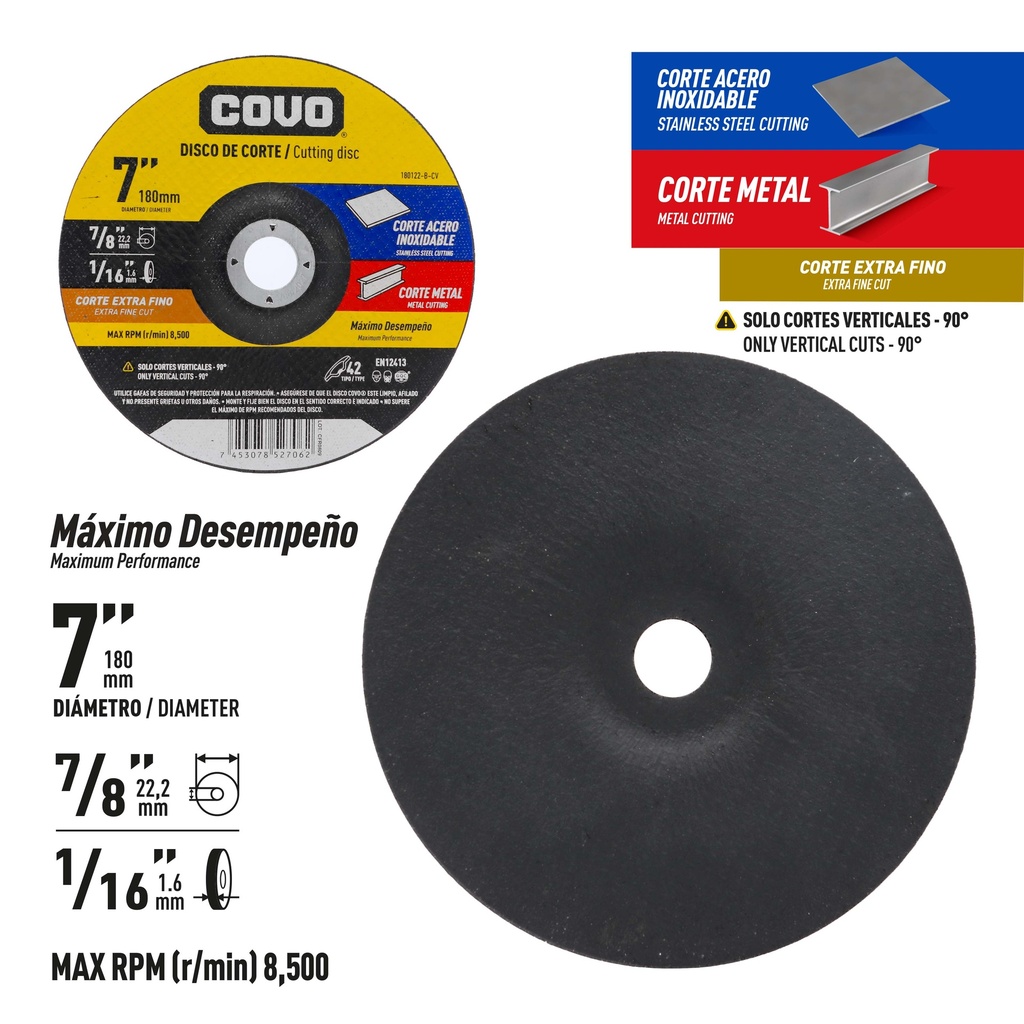 DISCO C/METAL FINO 7" x 1/16" COVO (CONCOVO) 3-067