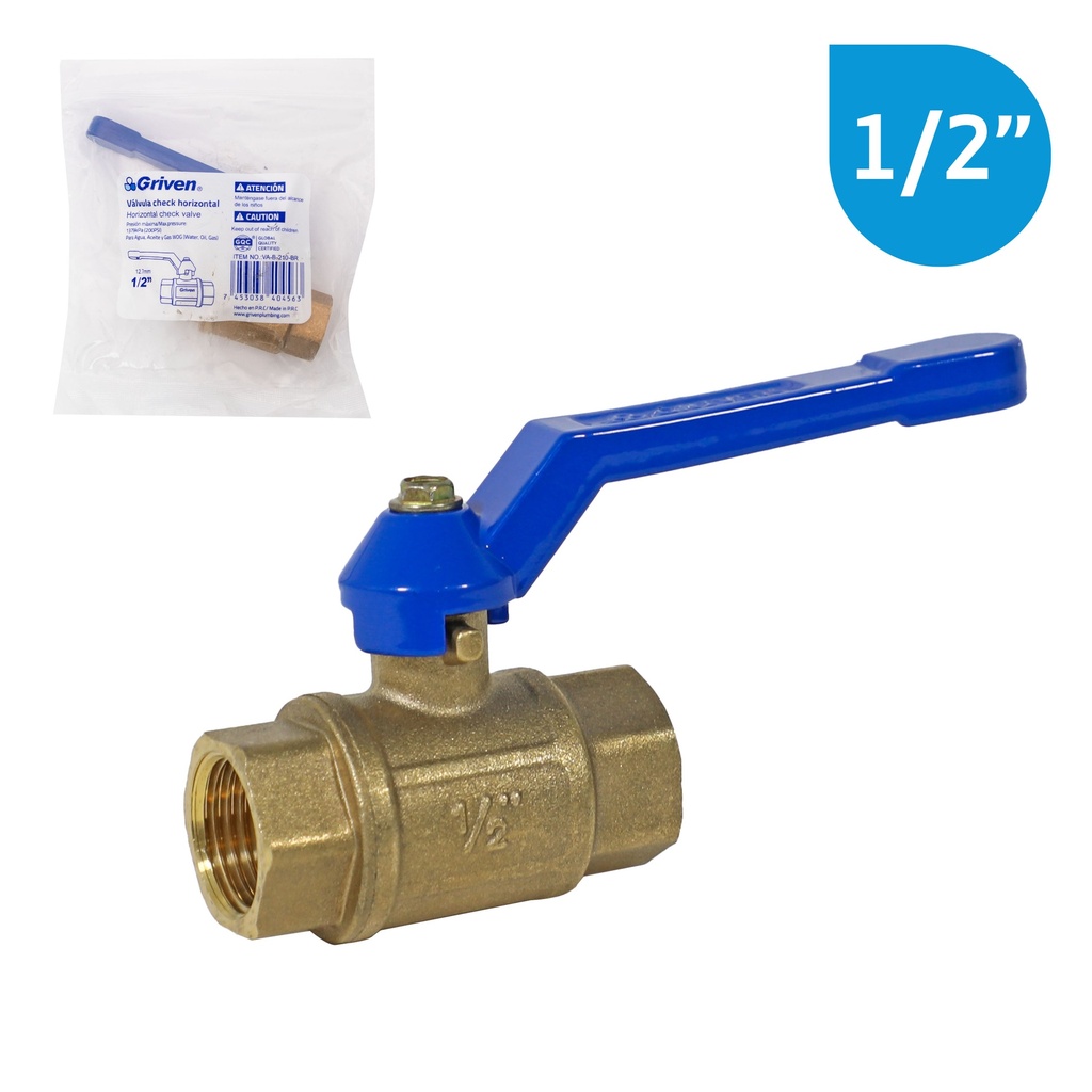 VALVULA PASO BRONCE x 1/2 GRIVEN PESADA 3-068