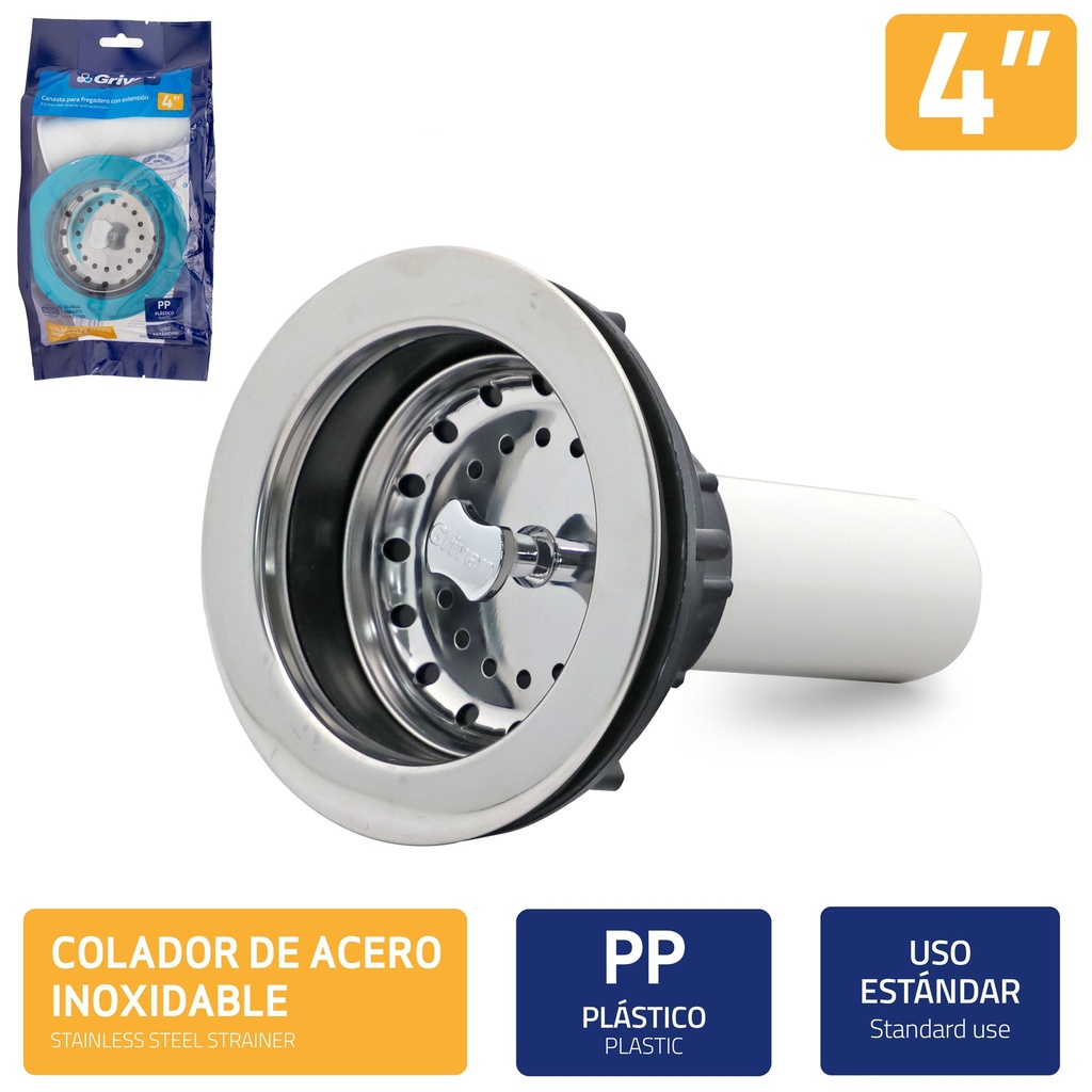 DESAGUE FREGADERO C/EXTEN DE PLASTICO GRIVEN 3-071