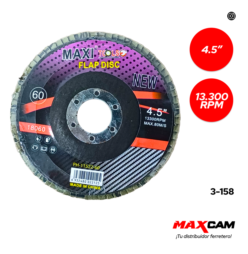 DISCO FLAP 4 1/2 DE 60 MAXI TOOLS 3-158