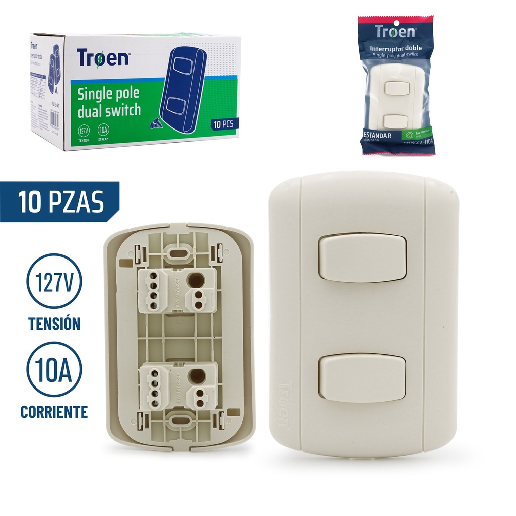 INTERRUPTOR DOBLE TROEN TIPO BTICINO 3-239