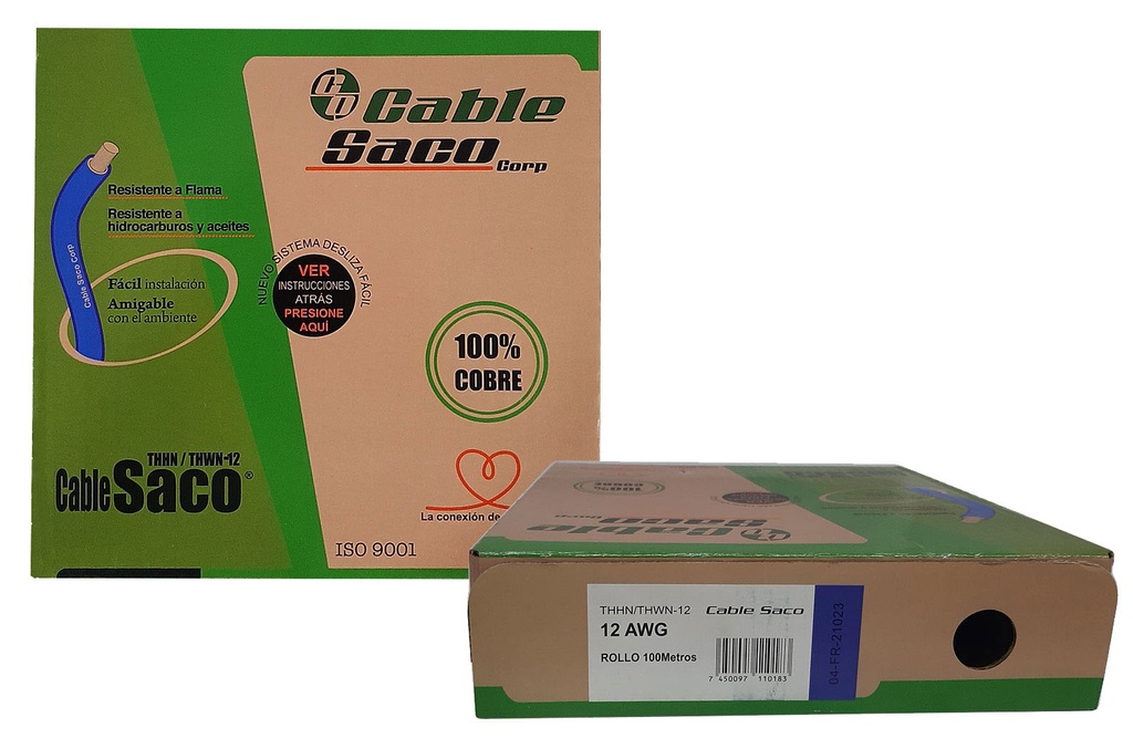 CABLE THHN 12 AZUL x 100MTS 100% COBRE SACO 3-276
