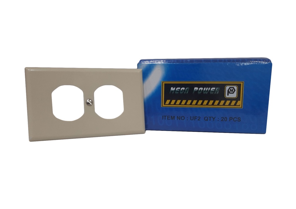 TAPA P/TOMA DOBLE 270 BEIGE MEGA POWER 3-289