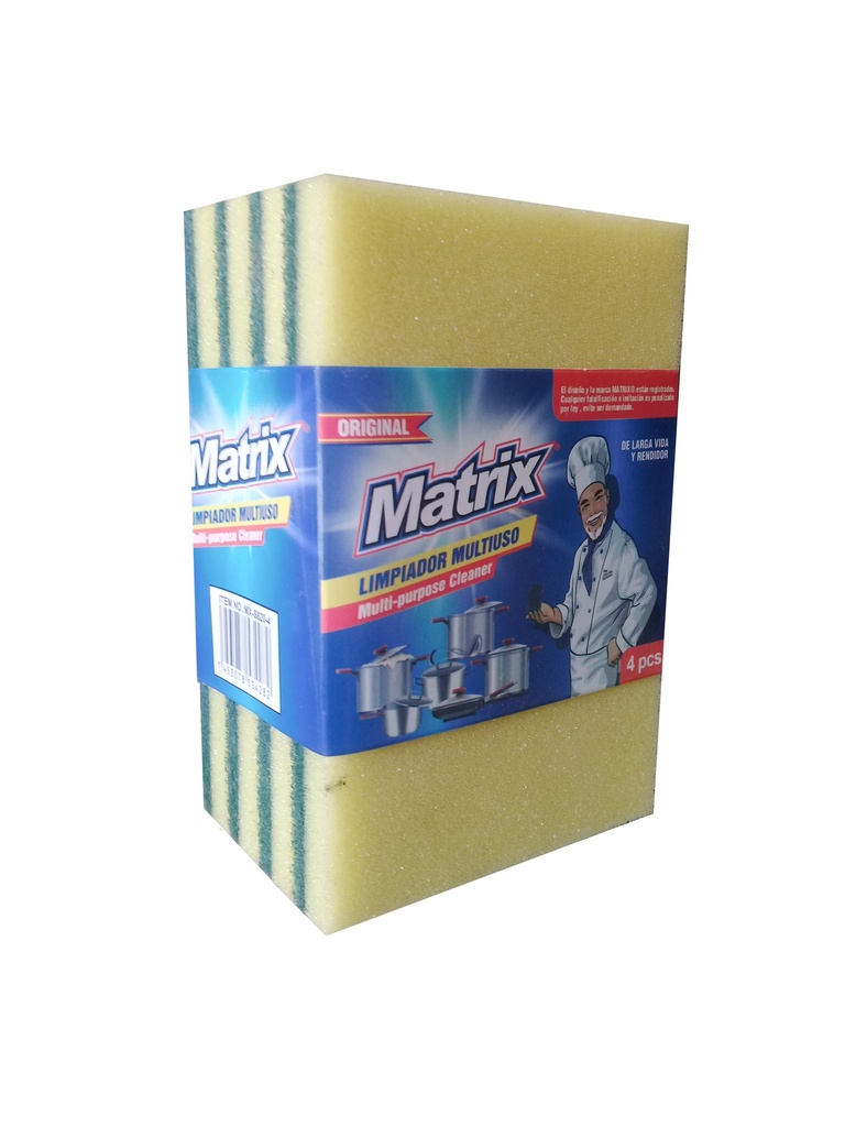 ESPONJA DE FREGAR DOBLE USO x 4 UNID MATRIX 3-357