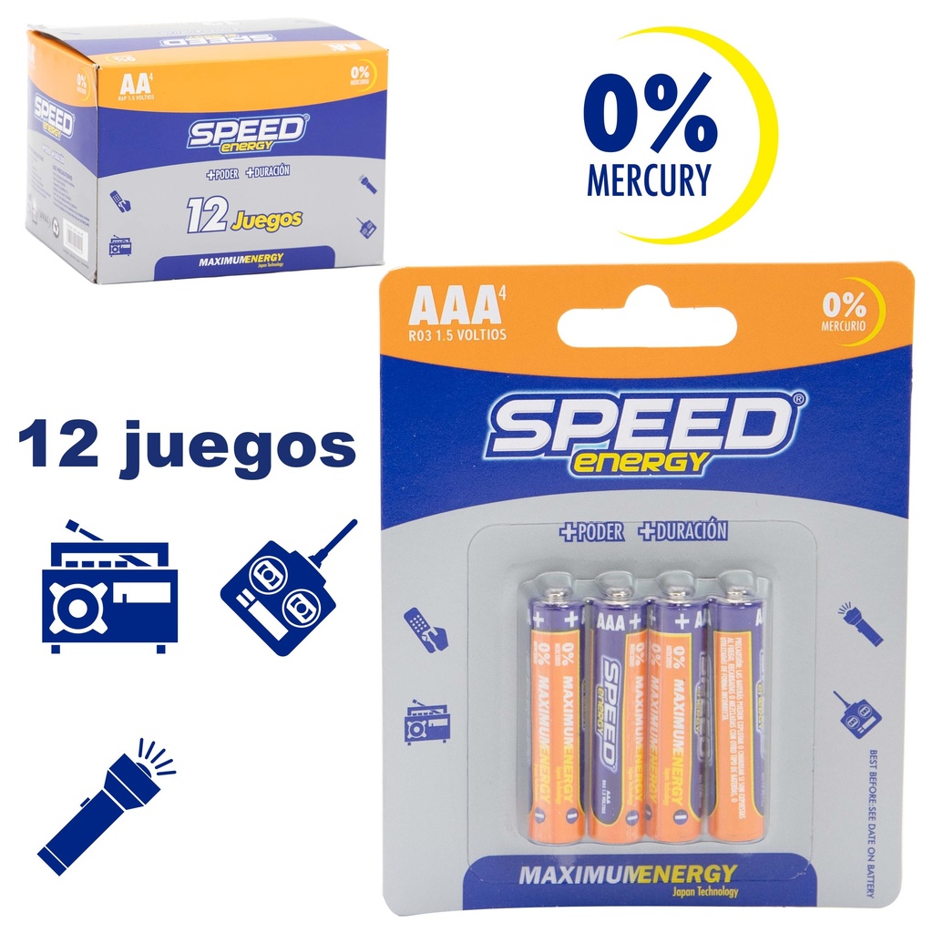 BATERIA AAA SPEED ENERGY x 4 UNID 3-369