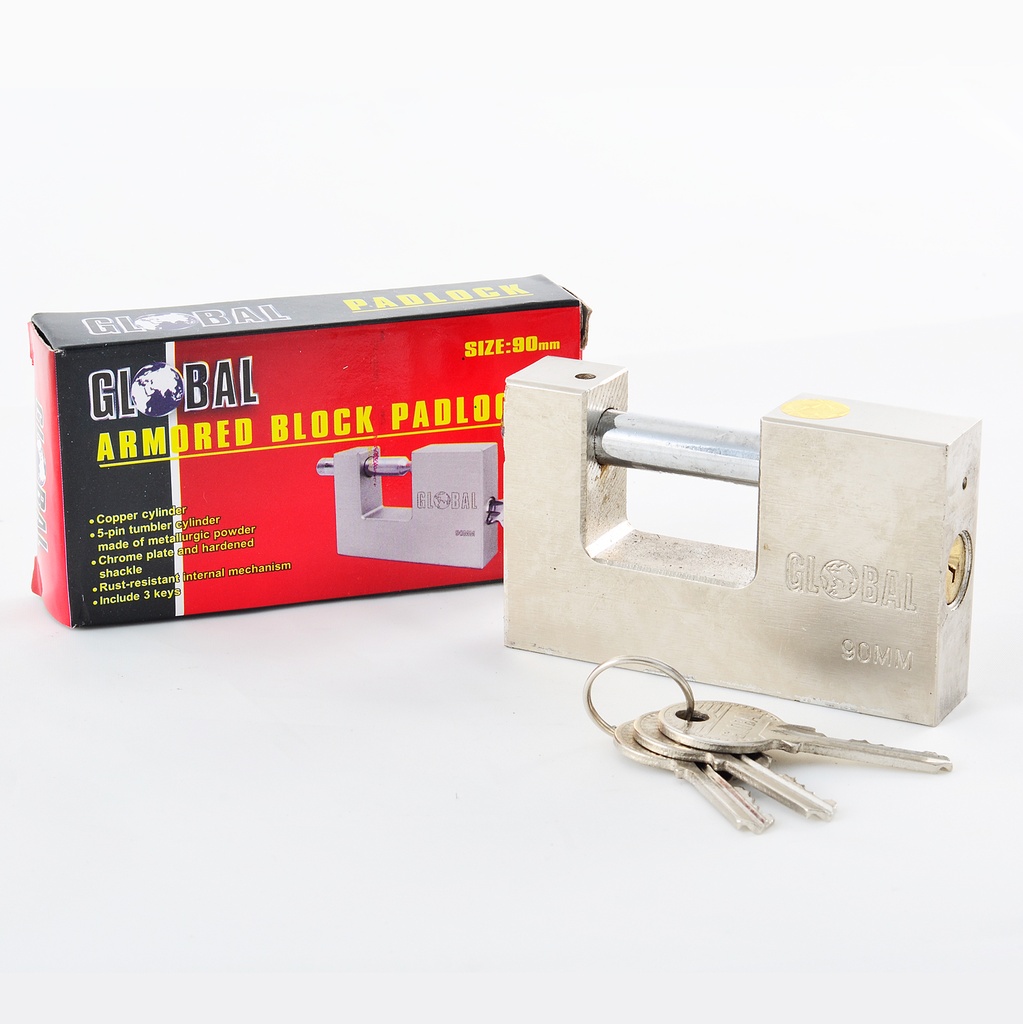 CANDADO ANTICIZALLA 90MM GLOBAL PLATEADO 3-371