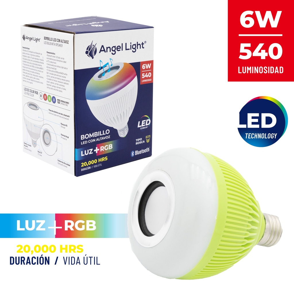 BOMBILLO LED CORNETA BLUETOOH C/CONTROL 6W 3-419