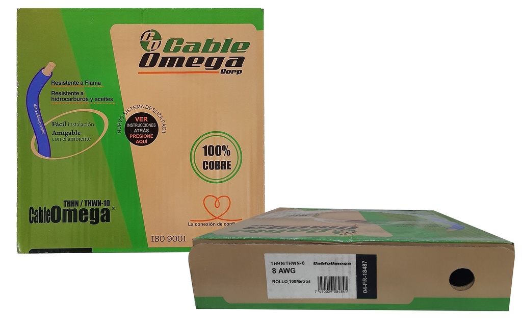 CABLE THHN 8 NEGRO x 100MTS 100% COBRE SACO 3-464