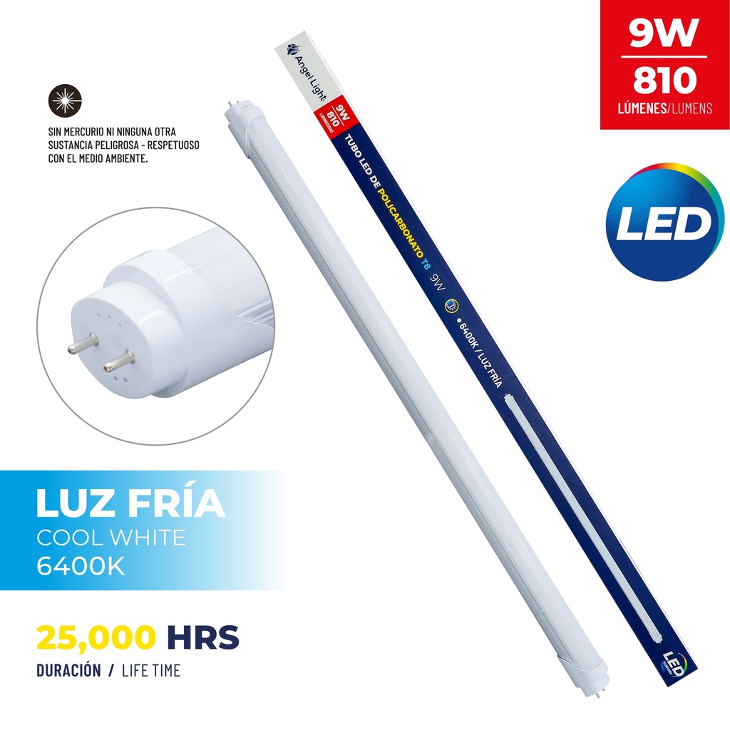 TUBO LED T8 9W ANGEL LIGHT 85-265V 3-479