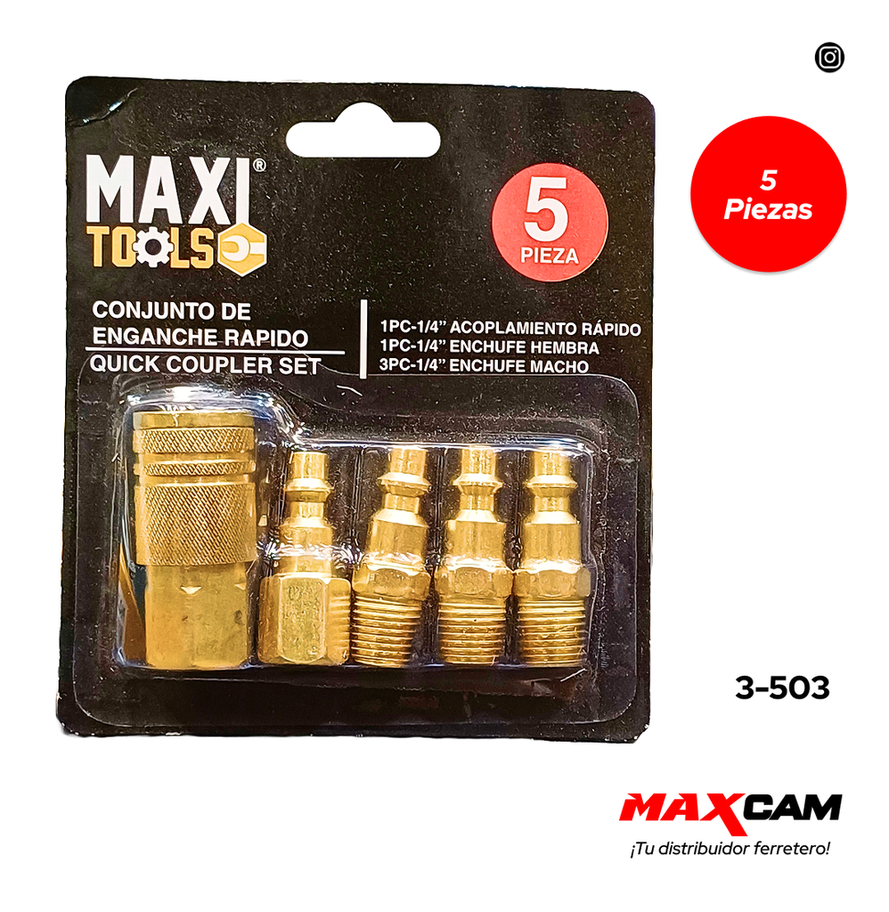 ACOPLES P/COMPRESOR 5 PIEZAS BRONCE AIR TOOL 3-503