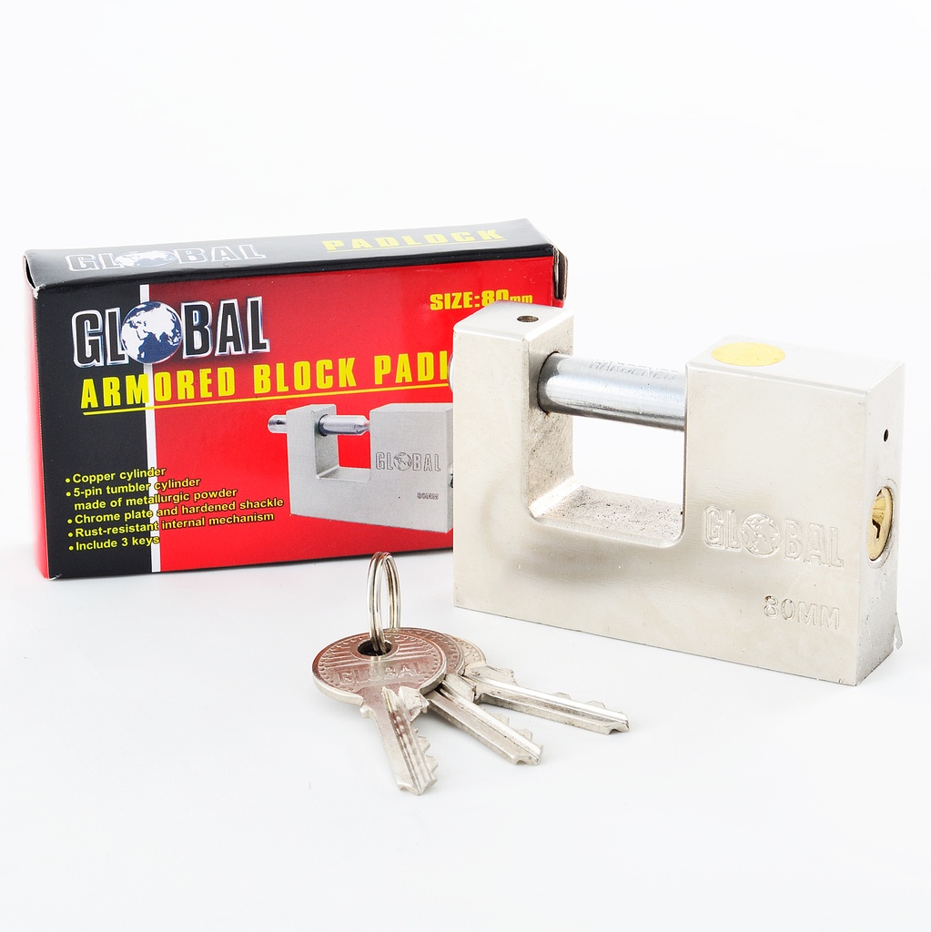 CANDADO ANTICIZALLA 80MM GLOBAL PLATEADO 3-567