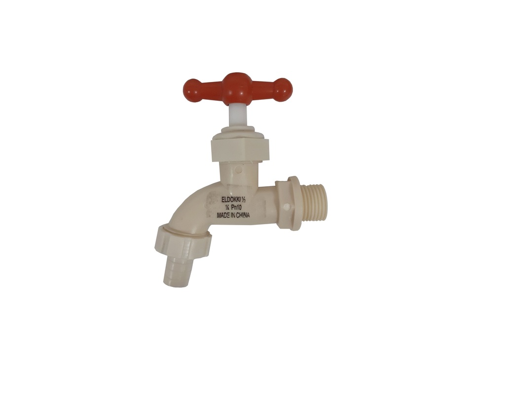 LLAVE CHORRO BLANCA CON PICO PVC 3-602
