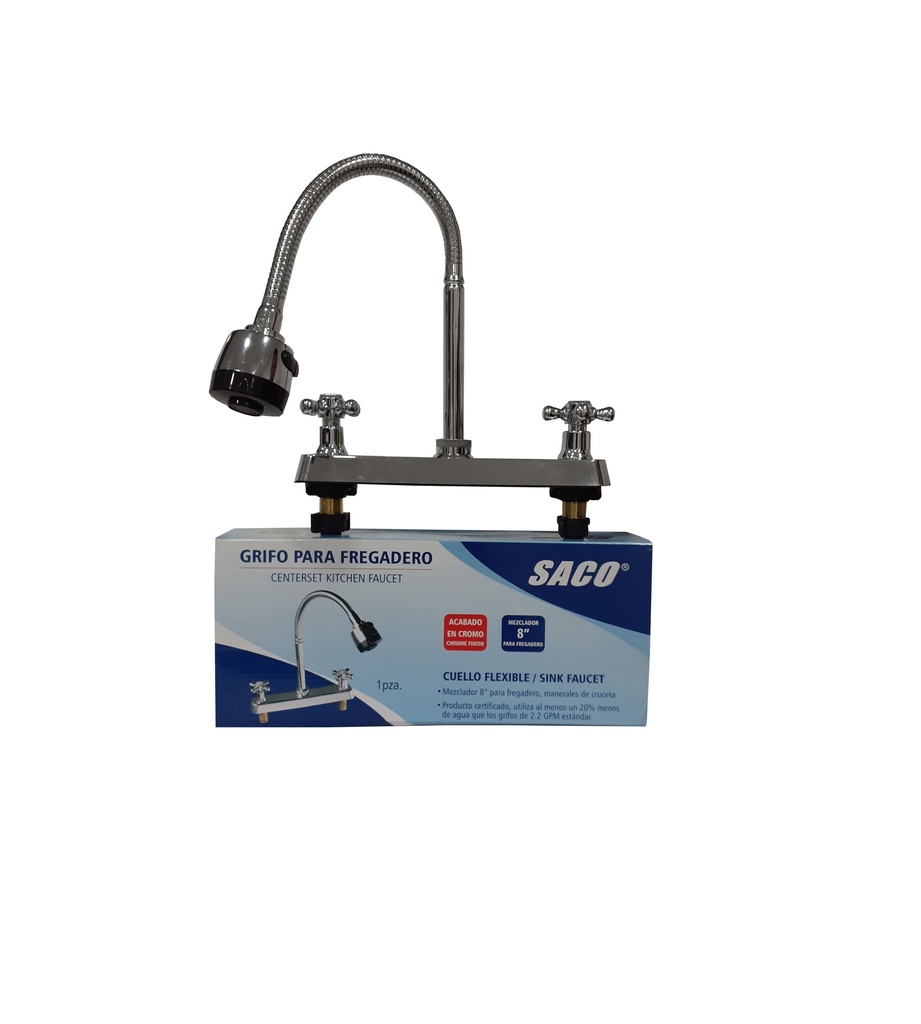 LLAVE FREGADERO DOBLE FLEXIBLE 8" SACO 3-661