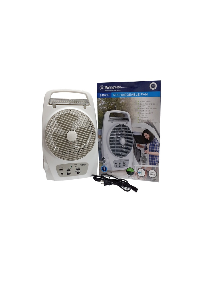 VENTILADOR RECARGABLE 8" WESTINGHOUSE BLANCO 3-667