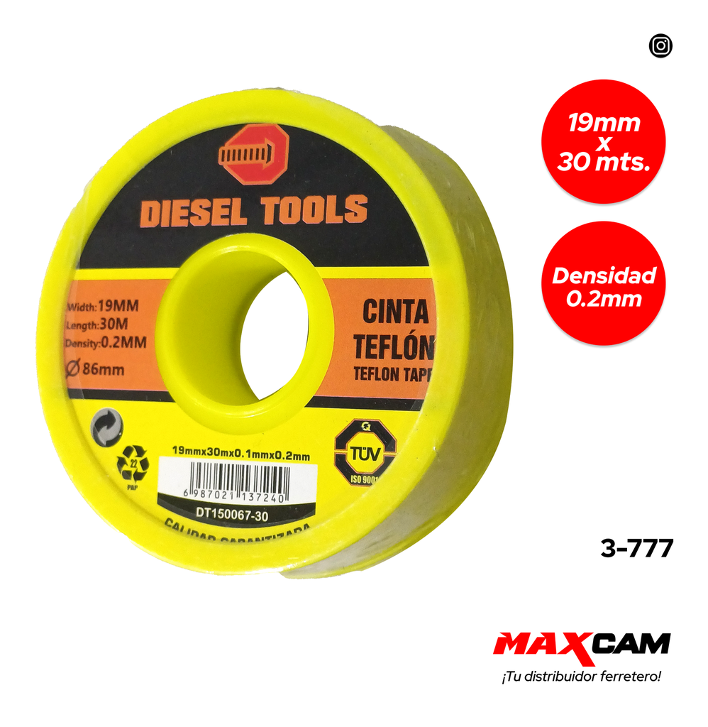 TEFLON PROFESIONAL 3/4 x 20MTS DIESEL TOOL 3-777