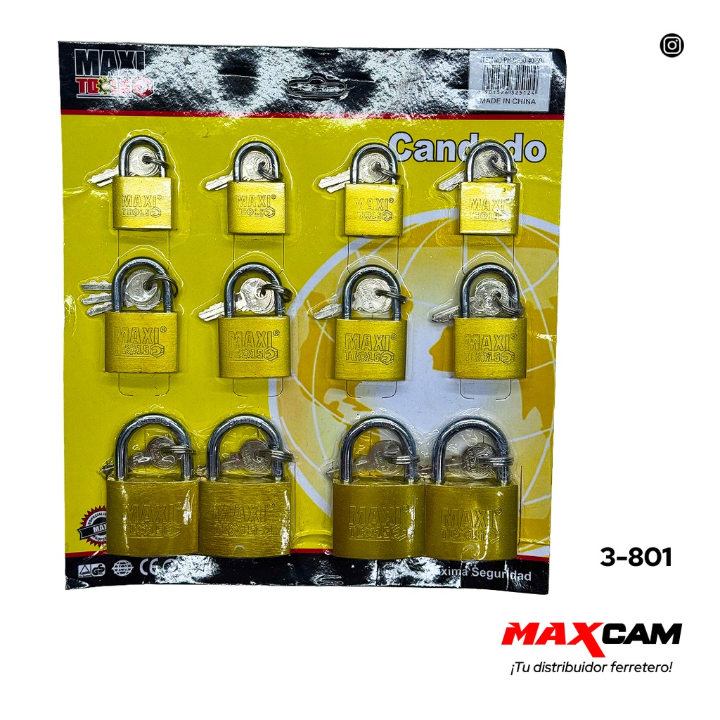 CANDADOS SET 32MM-38MM-50MM 12PCS 3-801