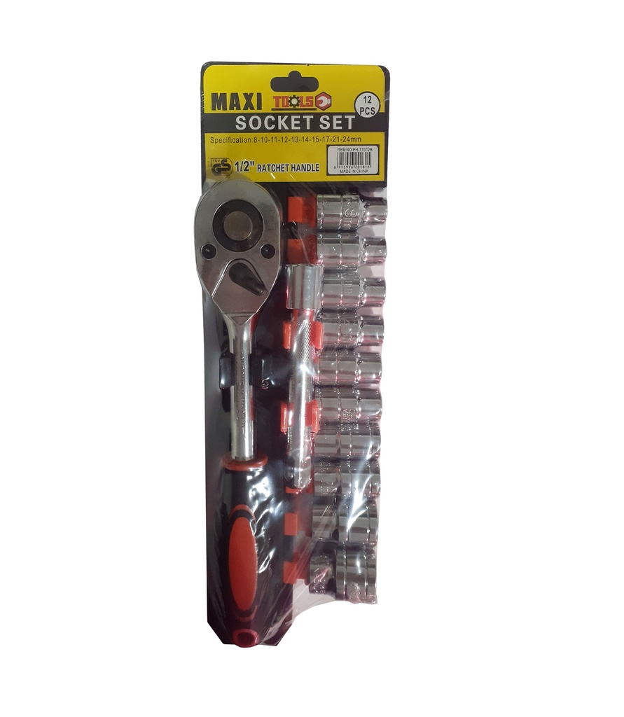 JUEGO DADOS C/RACHET GOMA 1/2" 12PCS 3-944