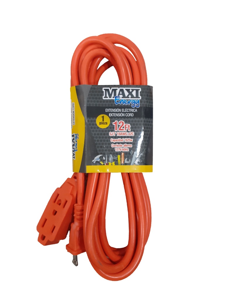 EXTENSION ELECTRICA 2x18 NARANJA 12FT MAXI EN 3-952