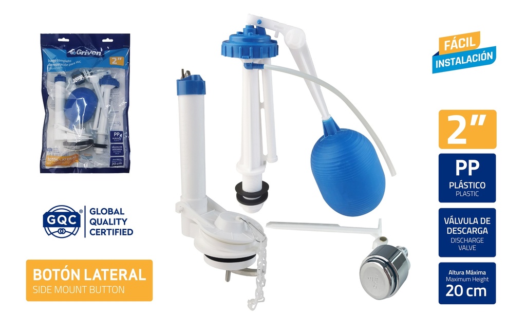 HERRAJE TANQUE BAJO CON BOTON LATERAL GRIVEN 3-995