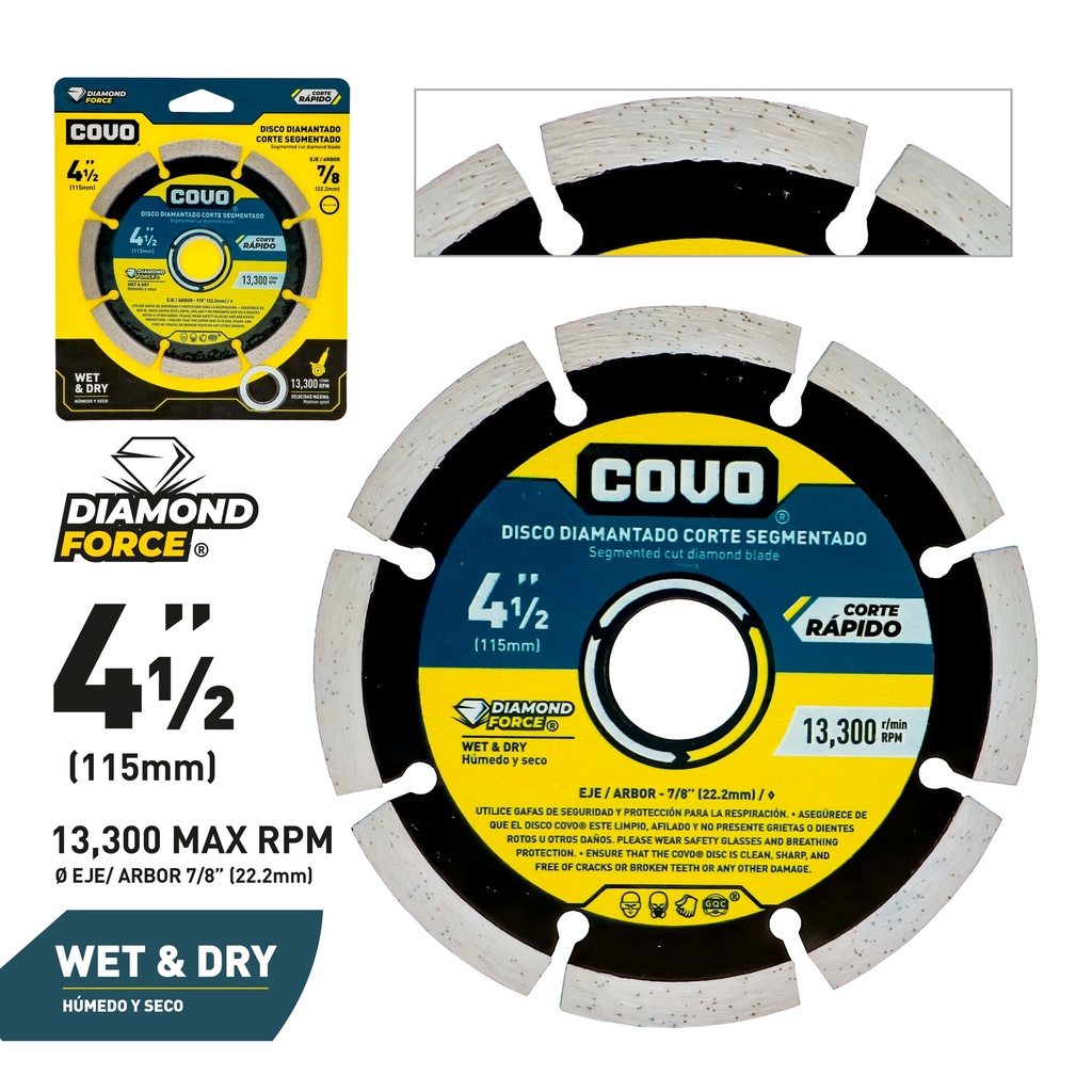 DISCO C/CONCRETO SEGMENT x 4 1/2 COVO 4-005