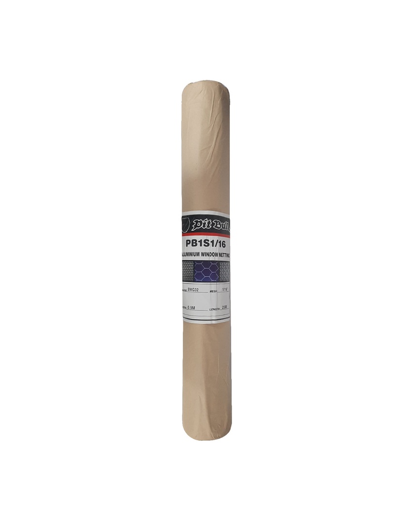MALLA MOSQUITERO ALUMINIO 25 X 0.90  PITBULL 4-006