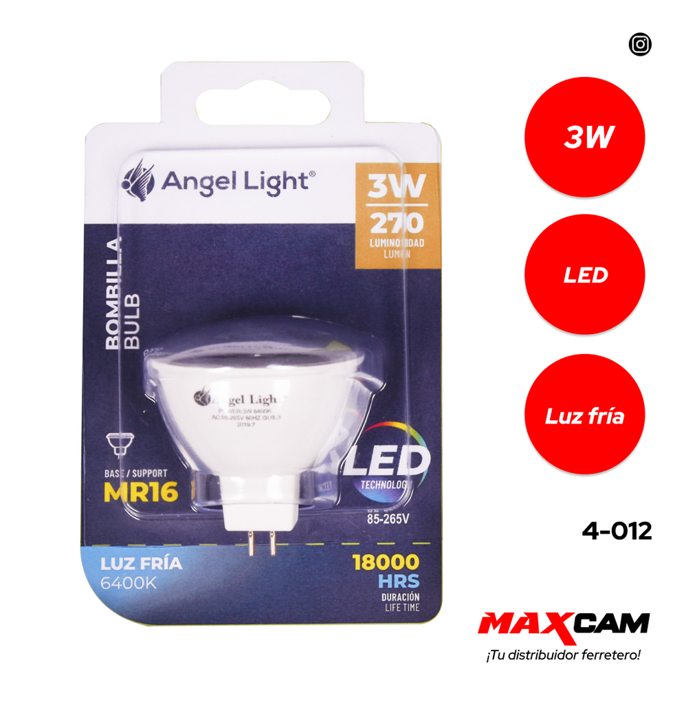 BOMBILLO DICROICO LED 3W MR16 85-265V 4-012