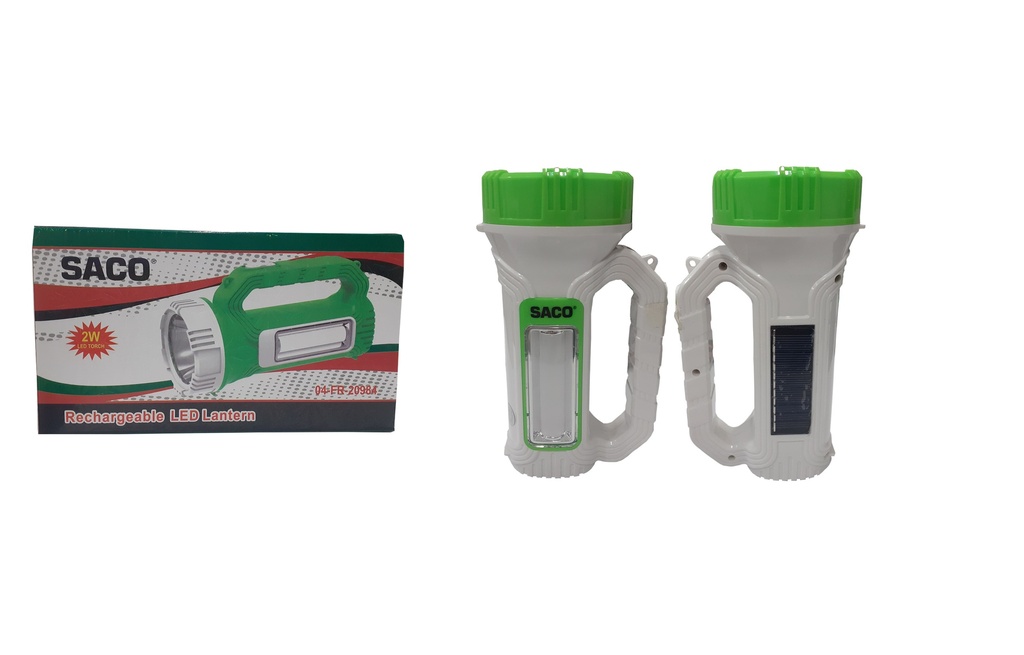 LINTERNA RECARGABLE 2 EN 1 LED 2W SOLAR SACO 4-039